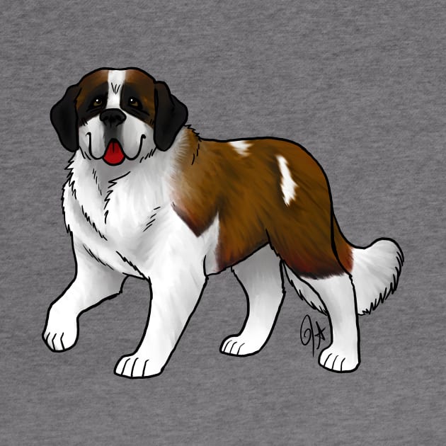 Dog - Saint Bernard - Black White and Tan by Jen's Dogs Custom Gifts and Designs